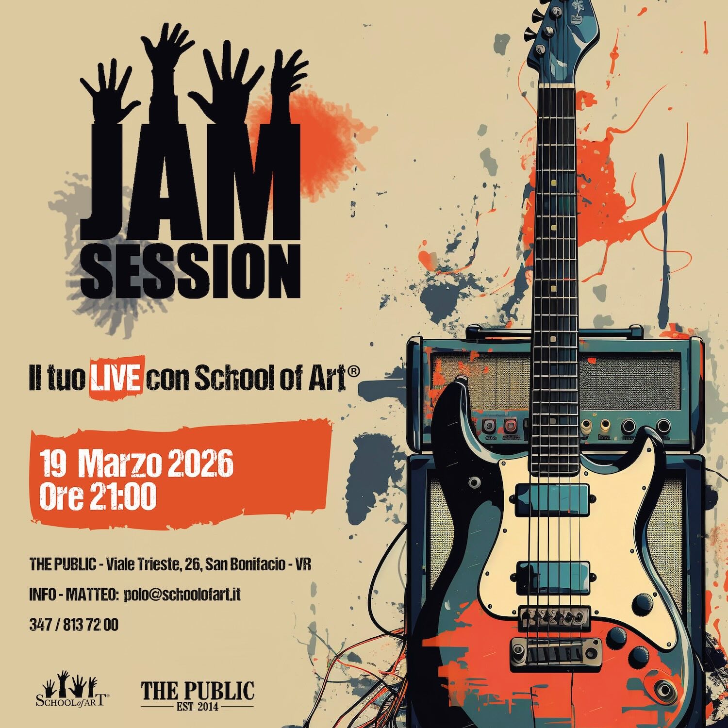 Locandina Jam Session 19 Marzo - The Public - School of Art